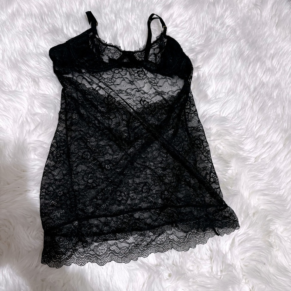 Fantasy lingerie black lace slip size‎ M/L